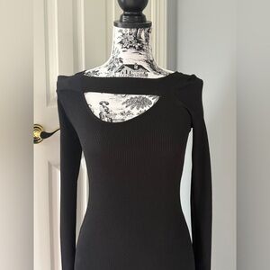 Zara Black Ribbed Knit Dress - NEW